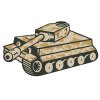 Цветной пример раскраски ретро танк, вторая мировая война