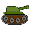 Цветной пример раскраски игрушечный танк