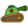 Цветной пример раскраски игрушечный танк советской армии