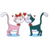 Цветной пример раскраски кошечка и котик влюблены