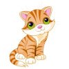 Цветной пример раскраски полосатый котенок