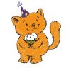 Цветной пример раскраски с днем рождения котик