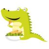 Цветной пример раскраски крокодил обедает