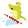 Цветной пример раскраски крокодил серфингист