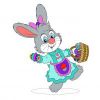Цветной пример раскраски кролик в платье с корзинкой