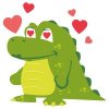 Цветной пример раскраски крокодил влюблен