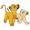 Цветной пример раскраски король лев симба и нала из мультфильма