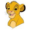 Цветной пример раскраски голова льва симба из мультфильма король лев