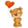 Цветной пример раскраски медвежонок с шариком сердечком