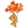 Цветной пример раскраски милый медвежонок с шариками сердечками