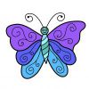 Цветной пример раскраски бабочка с рисунком на крыльях