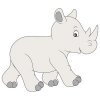 Цветной пример раскраски идущий носорог