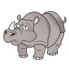 Цветной пример раскраски уставший носорог