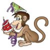 Цветной пример раскраски день рождения обезьяны