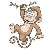Цветной пример раскраски обезьянка на лиане