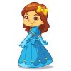 Цветной пример раскраски маленькая принцесса в платье