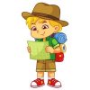 Цветной пример раскраски мальчик турист с картой