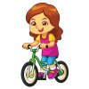 Цветной пример раскраски девочка на велосипеде