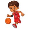 Цветной пример раскраски мальчик баскетболист