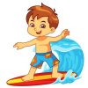 Цветной пример раскраски мальчик серфингист