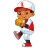Цветной пример раскраски мальчик бейсболист - летний вид спорта