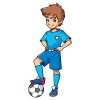 Цветной пример раскраски парень футболист - летний вид спорта