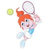 Цветной пример раскраски девочка теннисистка - летний вид спорта
