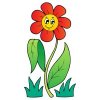 Цветной пример раскраски улыбающийся цветок милая ромашка