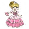 Цветной пример раскраски маленькая принцесс в платье