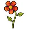 Цветной пример раскраски цветочек ромашка простой рисунок