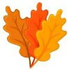 Цветной пример раскраски дубовые листья осень