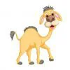 Цветной пример раскраски верблюд в хорошем настроении
