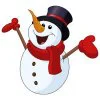 Цветной пример раскраски счастливый снеговик