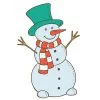 Цветной пример раскраски снеговик в шляпе
