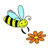 Цветной пример раскраски пчелка с цветочком