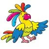 Цветной пример раскраски веселый попугай