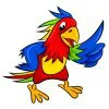Цветной пример раскраски большой цветной попугай