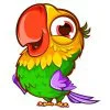 Цветной пример раскраски очень милый попугай