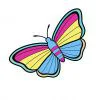 Цветной пример раскраски бабочка с простыми линиями