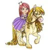 Цветной пример раскраски принцесса на коне