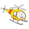 Цветной пример раскраски вертолет с глазками
