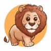 Цветной пример раскраски маленький лев с гривой