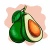 Цветной пример раскраски сочное авокадо