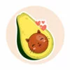 Цветной пример раскраски авокадо-кот