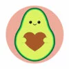 Цветной пример раскраски авокадо с сердечком