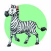 Цветной пример раскраски зебра лошадка