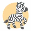 Цветной пример раскраски зебра жеребенок