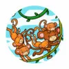 Цветной пример раскраски 5 обезьянок