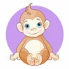 Цветной пример раскраски маленькая обезьянка