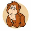 Цветной пример раскраски обезьянка маленькая горилла